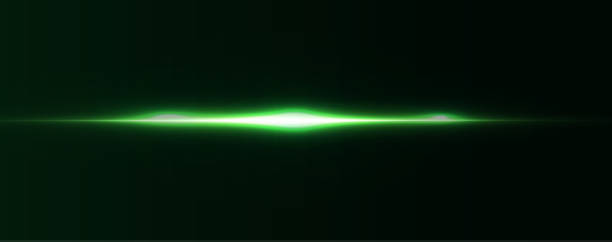 istock Green line horizontal lenses, flares, laser beams, flares, light rays, glowing stripes on a dark background, abstract glowing background. 2176064691