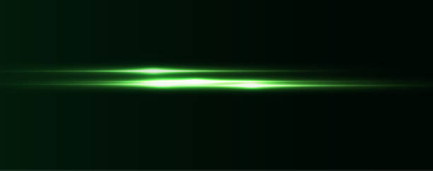 istock Green line horizontal lenses, flares, laser beams, flares, light rays, glowing stripes on a dark background, abstract glowing background. 2176064823