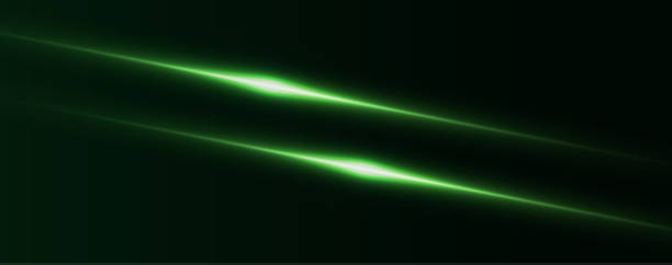 istock Green line horizontal lenses, flares, laser beams, flares, light rays, glowing stripes on a dark background, abstract glowing background. 2176064838