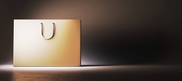 istock Shopping bag mockup with spotlight on dark background. 3D Rendering 2176066312