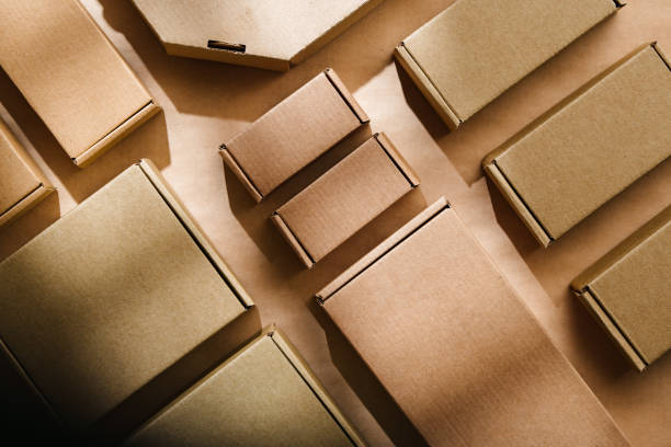istock Multiple cardboard boxes arranged on a surface for packaging and shipping in a warehouse setting 2176067927