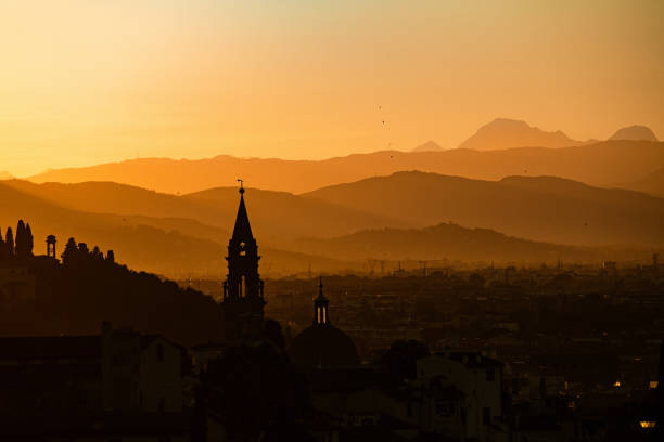 Tower in silhouette in a beautiful sunset