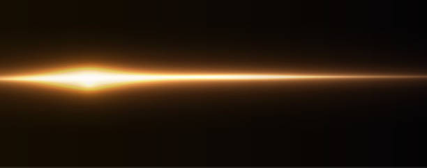 istock Yellow line horizontal lenses, flares, laser beams, flares, light rays, glowing stripes on a dark background, abstract glowing background. 2176074366