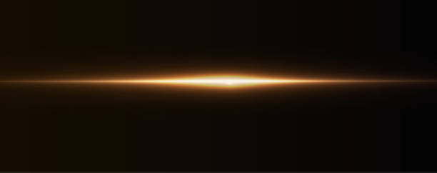 istock Yellow line horizontal lenses, flares, laser beams, flares, light rays, glowing stripes on a dark background, abstract glowing background. 2176074371