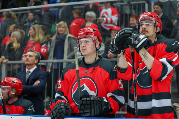 istock Focused Ice Hockey Players on the Bench during a Game 2176074432
