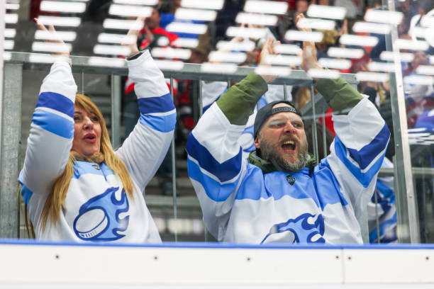 istock Excited Hockey Fans Celebrating 2176074659