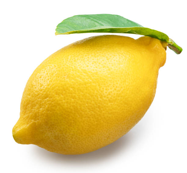 istock Ripe lemon fruit with leaf isolated on white background. File contains clipping path. 2176074918