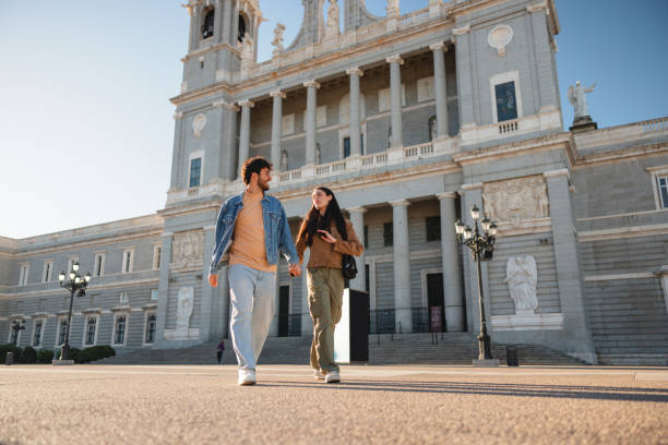 istock Hispanic Couple Visiting Almudena Cathedral in Madrid 2176079102