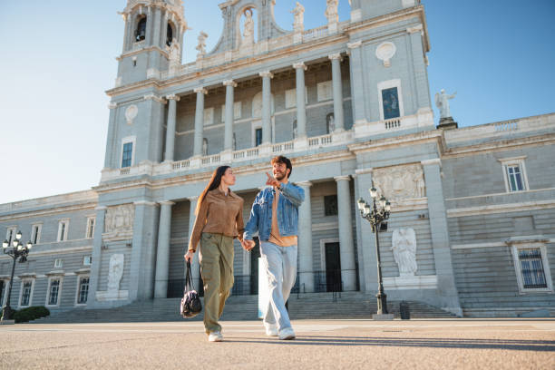 istock Hispanic Couple Visiting Almudena Cathedral in Madrid 2176079119