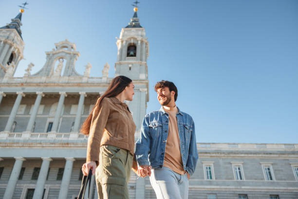 istock Hispanic Couple Visiting Almudena Cathedral in Madrid 2176079132