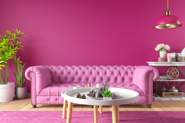 istock Pink Living Room with an Empty Wall 2176082603