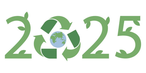 2025 Christmas and New year. Eco and recycle. Vector illustration 2025 Christmas and New year. Eco and recycle. Vector illustration. energy conservation posters drawing stock illustrations