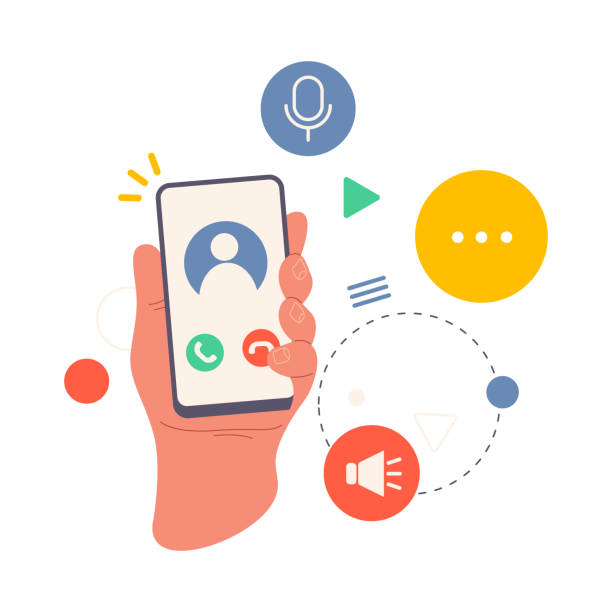 istock Smartphone display with contact number calling and buttons to answer or reject, flat cartoon vector illustration. Isolated hand with mobile phone, communication and talking on cellphone 2176096214