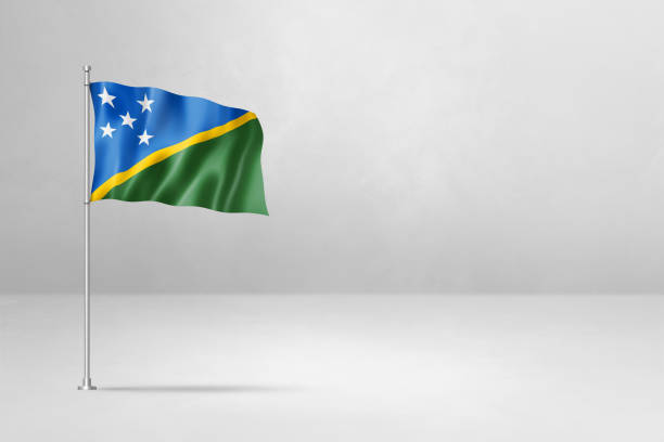 istock Solomon Islands flag isolated on white concrete wall background 2176099170