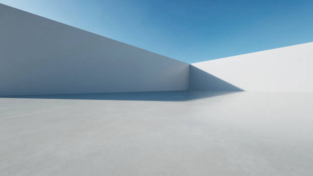 istock 3d render of abstract modern concrete architecture with empty cement floor, minimal exterior, car presentation background 2176107449
