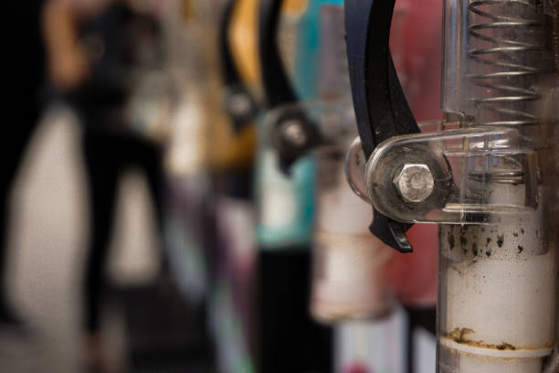 A close-up of slushy machines
