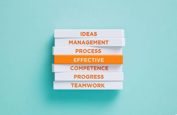 istock Effective Related Words Written Wood Blocks On Blue Background - Efficiency Concept 2176118846
