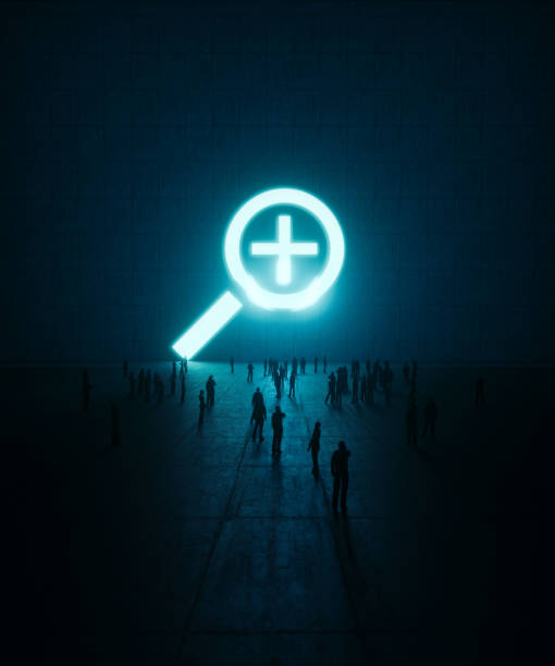 3d magnifying glass with add user icon. user search concept. Minimal cartoon user profile candidate recruit for hr recruitment banner. isolated on white background. 3d render.
