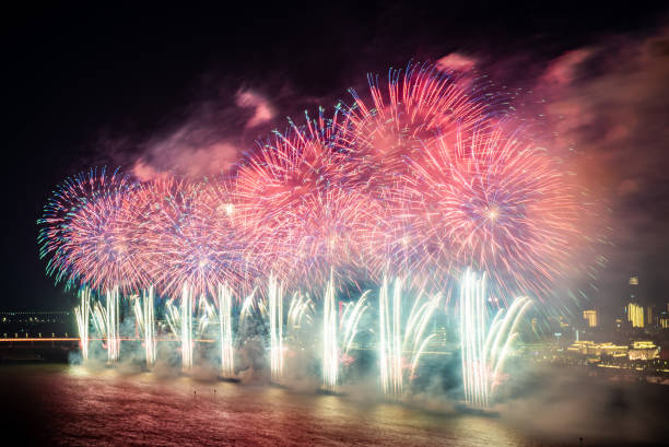 istock Fireworks at night beautiful blooming fireworks 2176121762