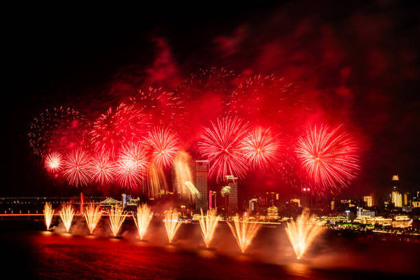 istock Fireworks at night beautiful blooming fireworks 2176121763