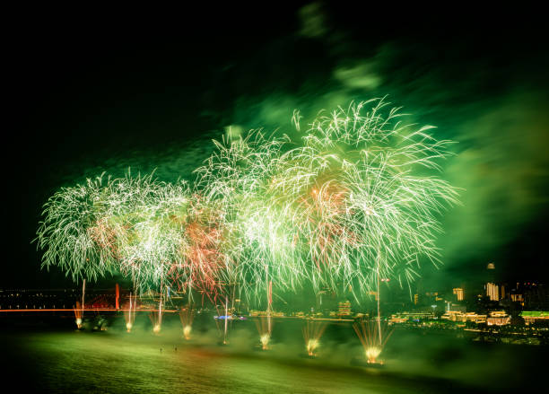 istock Fireworks at night beautiful blooming fireworks 2176122227