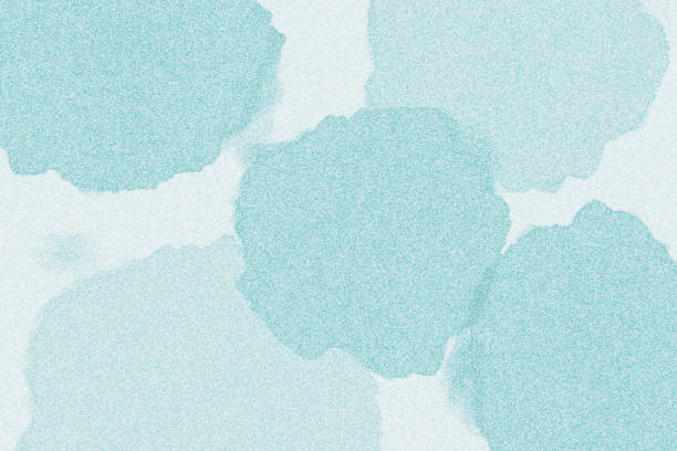 Abstract Watercolor Blobs Background in Aqua Pastel Colors with Stipple Texture