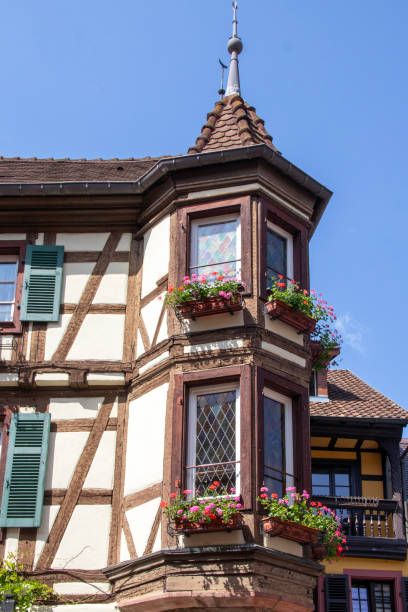 Oriel on 18th-century half-timbered house in Kaysersberg,