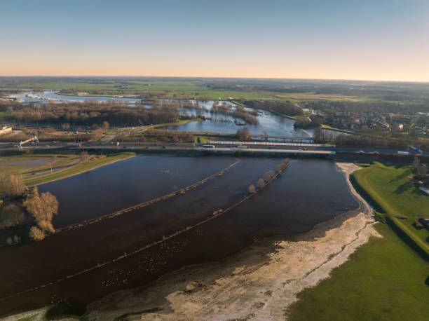 istock Vecht river high water level flooding at Zwolle drone view 2176124888