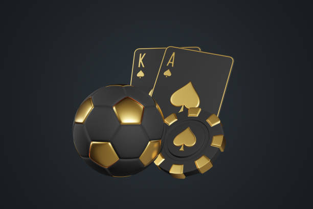 istock Soccer Ball with Casino Elements on Dark Background. 3D render illustration 2176131229