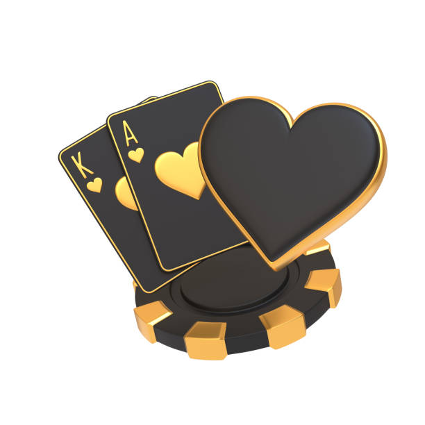 istock Black and Gold King Ace Heart Card Set. 3D render illustration 2176132053