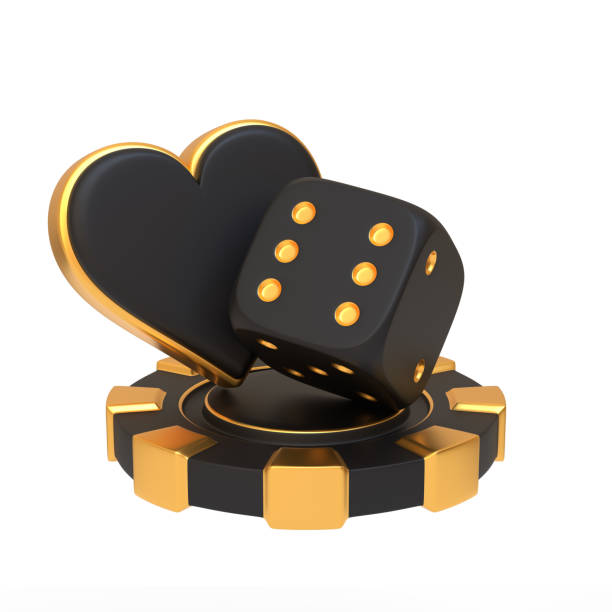 istock Black and Gold Dice, Heart, and Poker Chip. 3D render illustration 2176132343