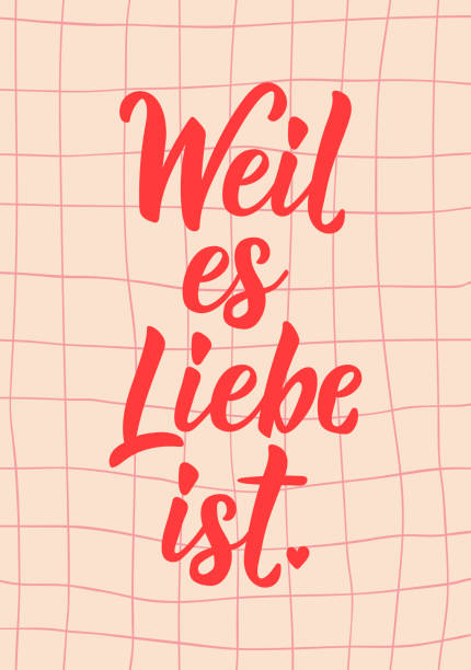 istock Translation from German: Because it is love. Greeting card with hand drawn lettering. 2176132449