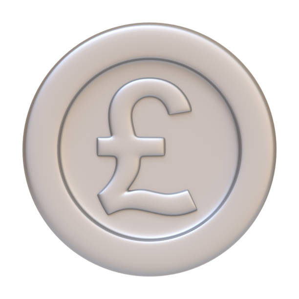 istock Silver coin with pound sign isolated on white background 2176132722