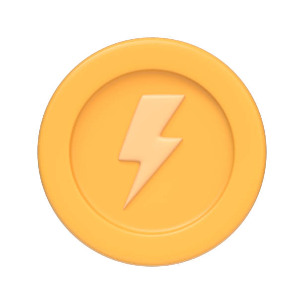 istock Gold coin with lightning bolt  isolated on white background 2176132890