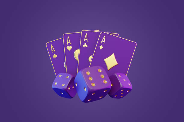 istock Purple Aces and Dice on a Purple Background. 3D render illustration 2176138987