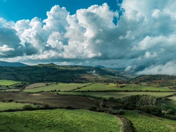 winding mountain road (drone view)