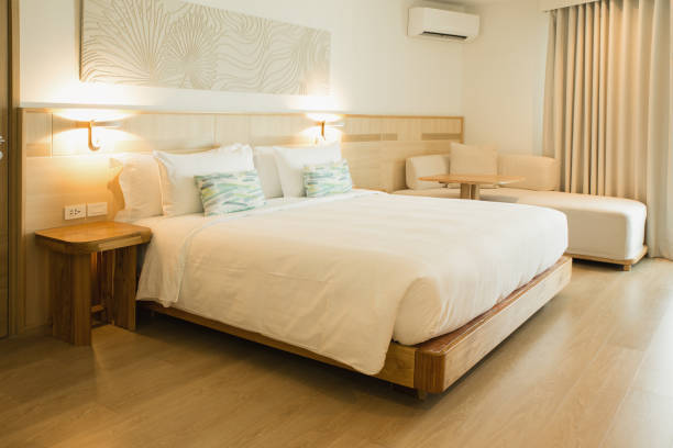 istock Modern hotel room combines comfort with style. 2176149369