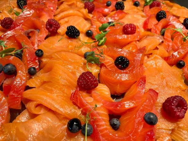 Food- Salmon carpaccio and berries