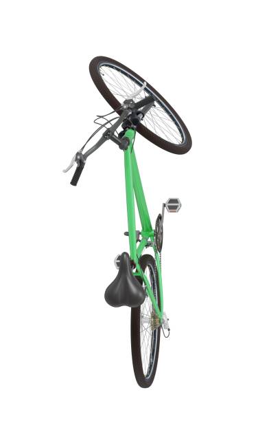 istock Green bicycle standing on kickstand, top view isolated on white background, 3D illustration 2176152738