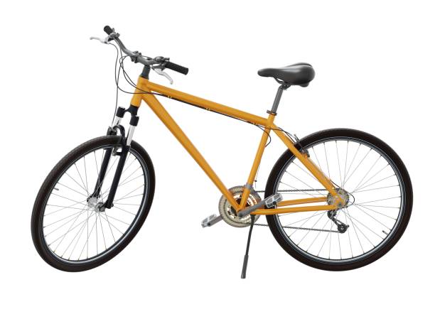 istock Orange bicycle standing on kickstand, side view isolated on white background, 3D illustration 2176152793