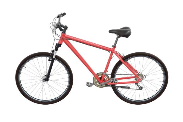 istock Red bicycle, side view isolated on white background, 3D illustration 2176152815