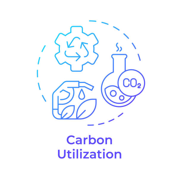 bildbanksillustrationer, clip art samt tecknat material och ikoner med carbon utilization blue gradient concept icon - kolatom
