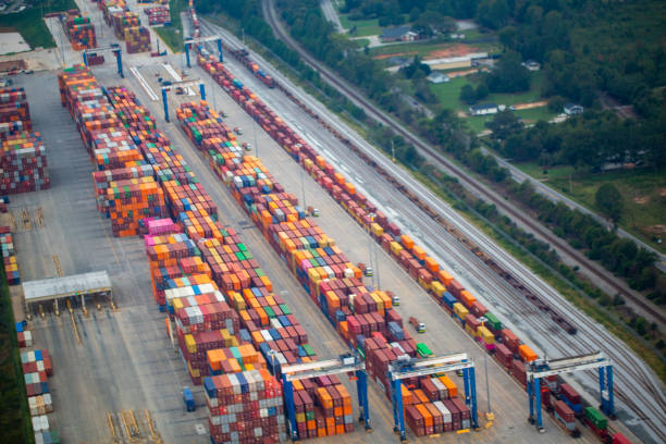 istock Cargo Containers at Inland Port Greer, SC 2176156999