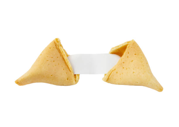 Opened fortune cookie with a empty piece of paper inside, a 