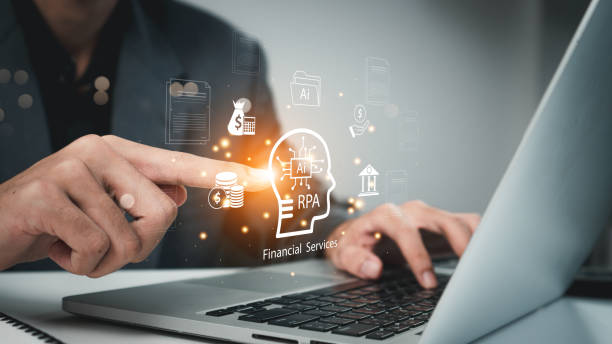 istock Software technology that enables businesses to create robots for financial services, RPA for financial services.  Digital transformation in finance. Error reduction Time savings in financial services. 2176160641