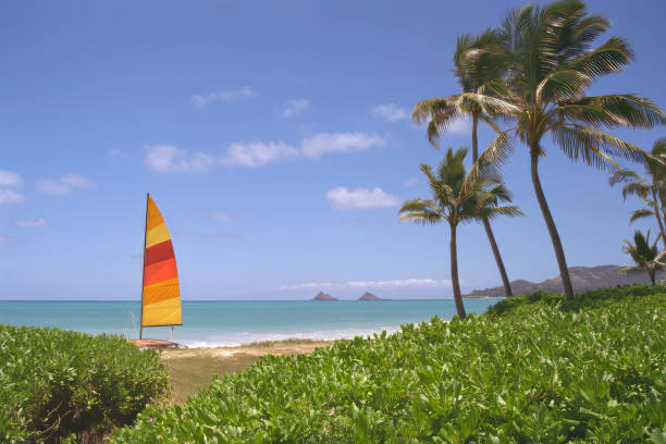 The Mokulua Islands in Oahu, Hawaii