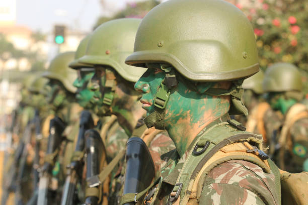Apucarana, Parana, Brazil - September 7, 2024 - Brazilian Army soldiers in the parade of the Brazilian Independence Parade