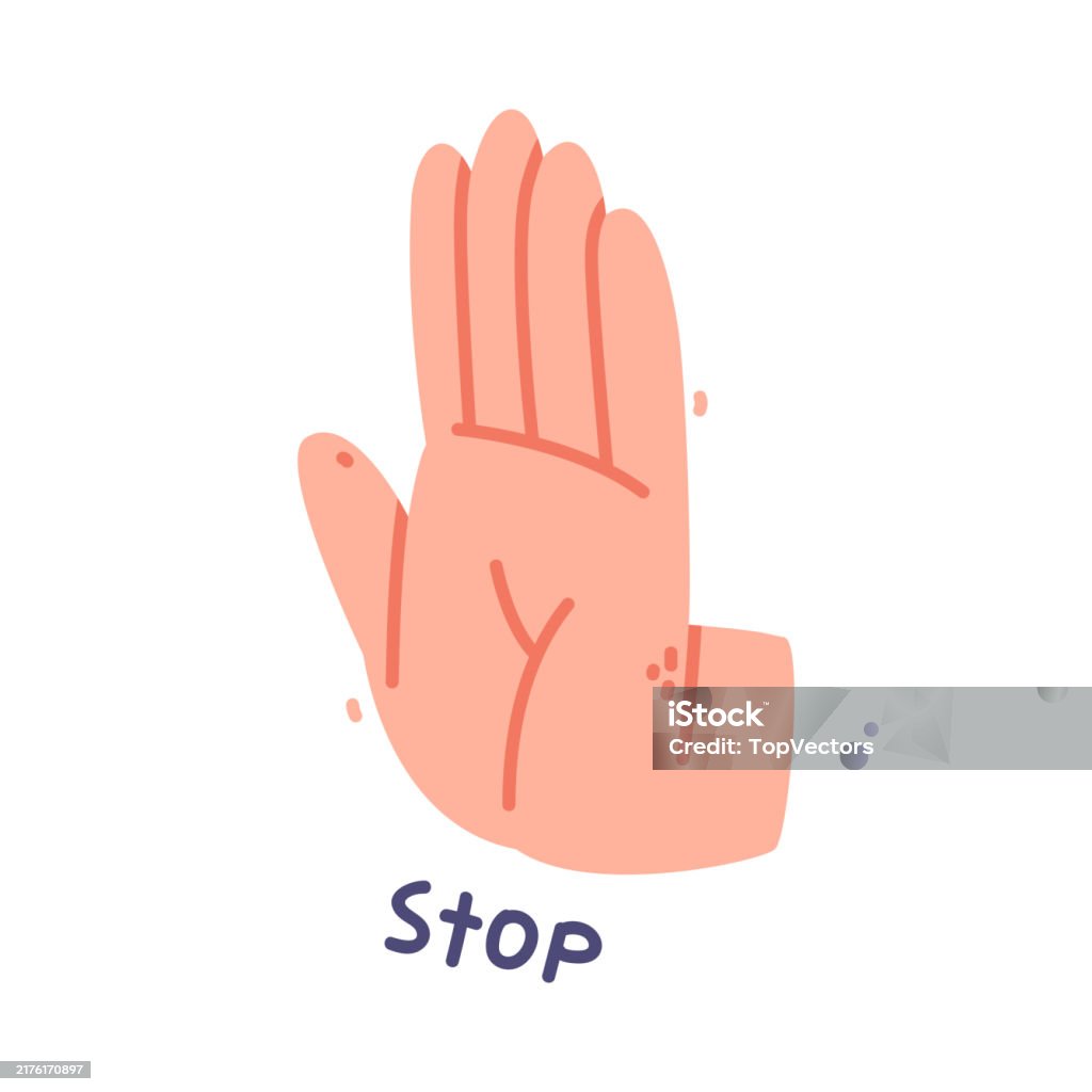Hstop Hand Human Hand Show Stop Palm Gesture Vector Illustration Stock ...