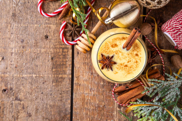 istock Christmas eggnog drink with cinnamon sticks and anise stars 2176182102
