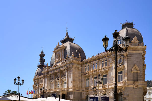 A Cartagena town hall with a blue sky.